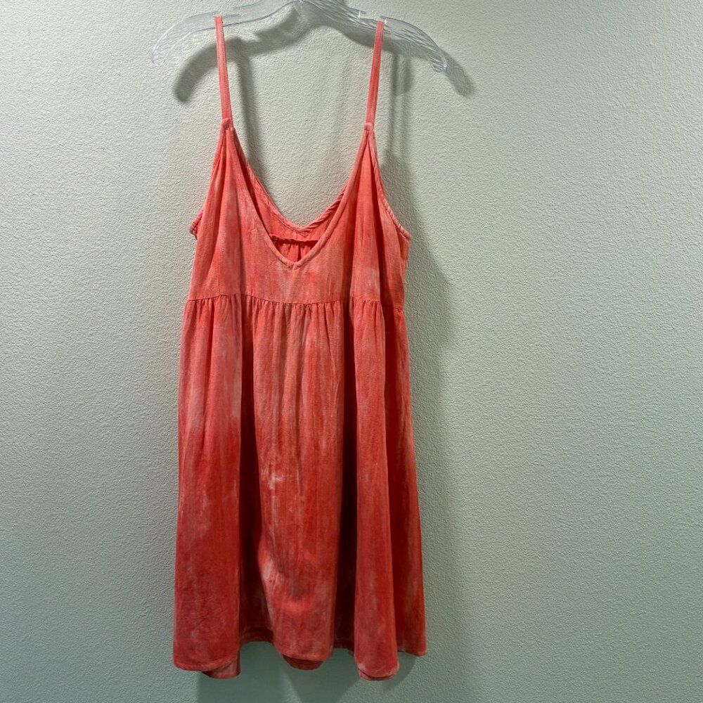 ATTIC SALT Strappy Tie Dye V-Neck Bow Tie Empire Mini Sundress Orange/White XL - Picture 3 of 11
